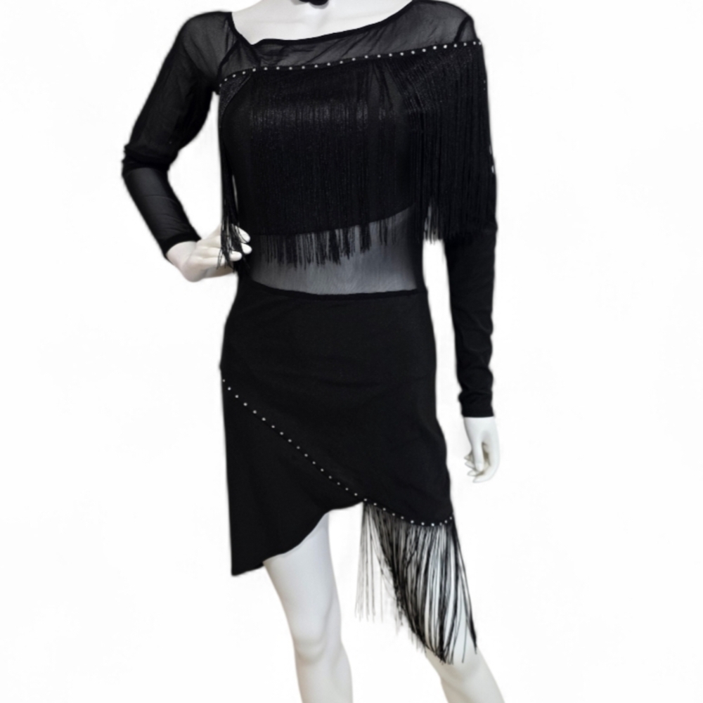 Asymmetrical Black Fringe Dress!!